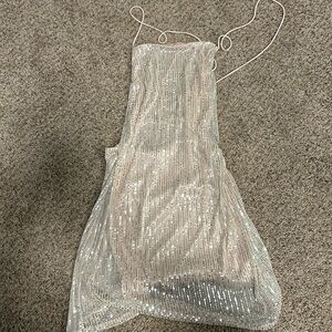 Gold and silver sequin mini dress